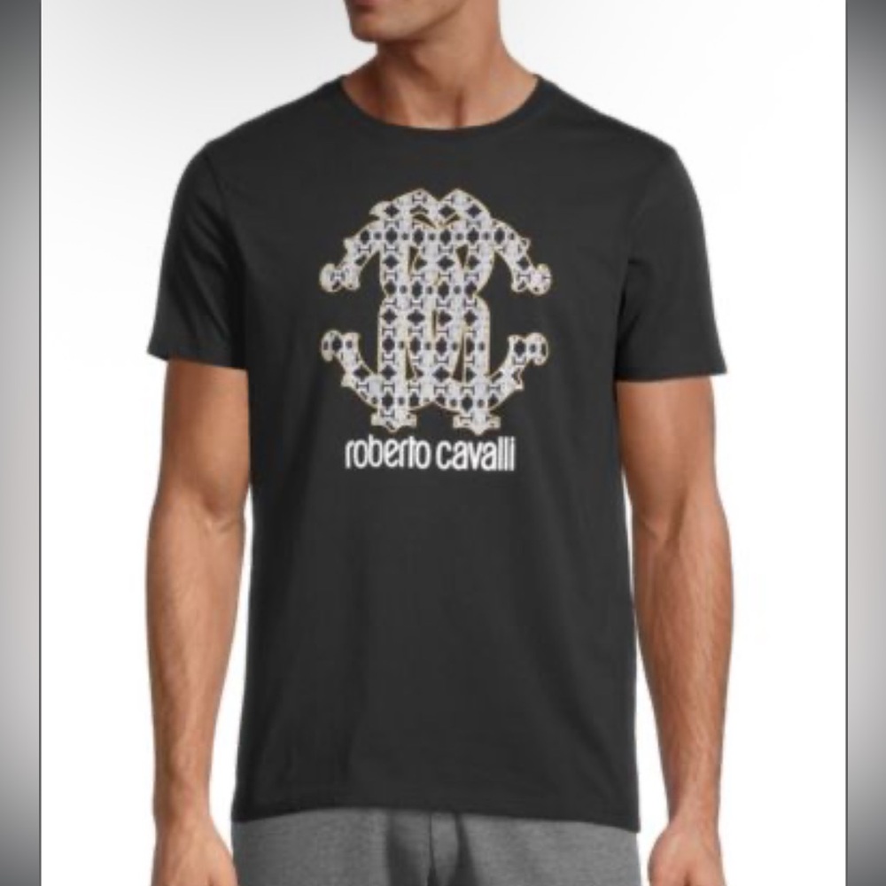 Roberto Cavalli Black Logo T-Shirt